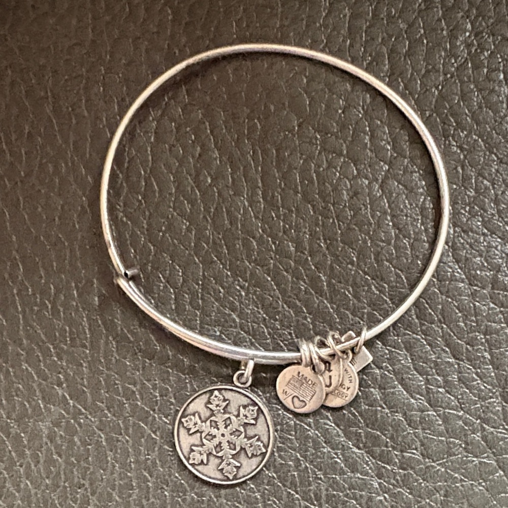 Alex and ani snowflake washed silver charm bracelet